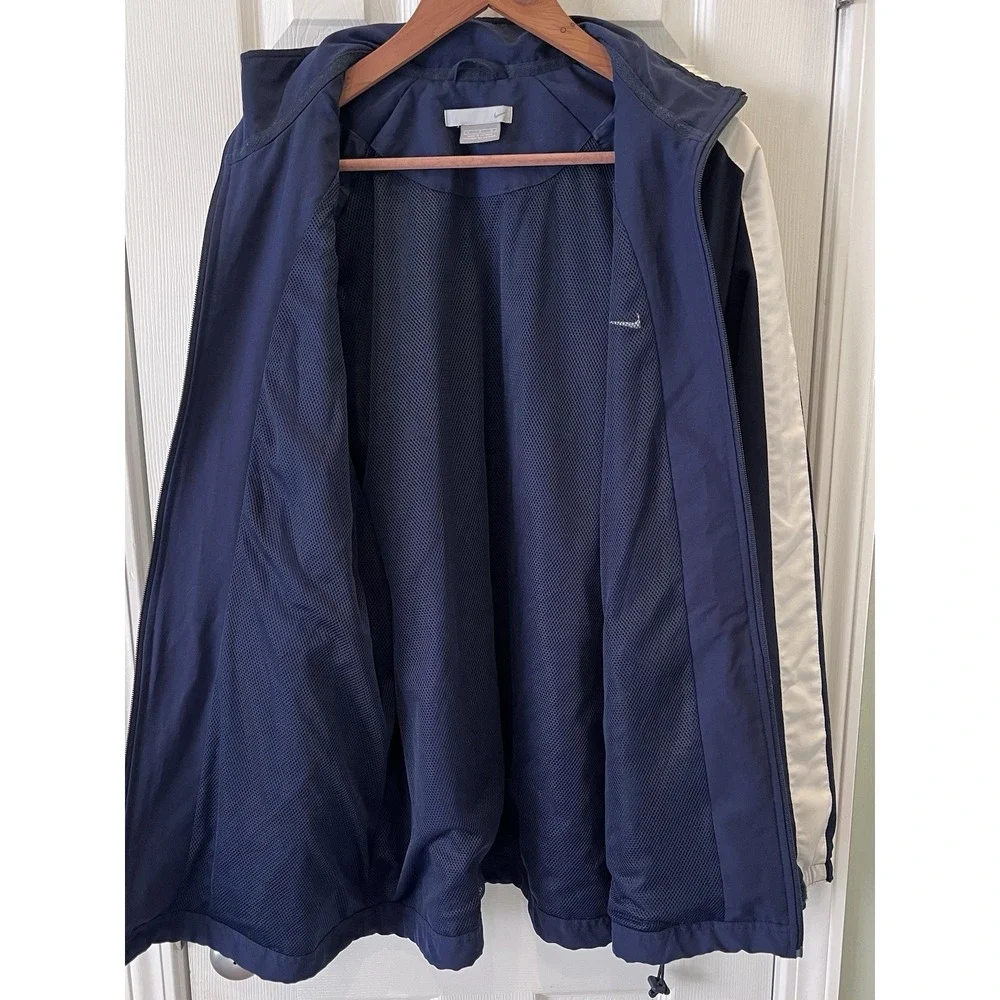 VTG Nike Men's‎ Large Team Training Navy Blue/White Vented Full Zip Jacket Y2K